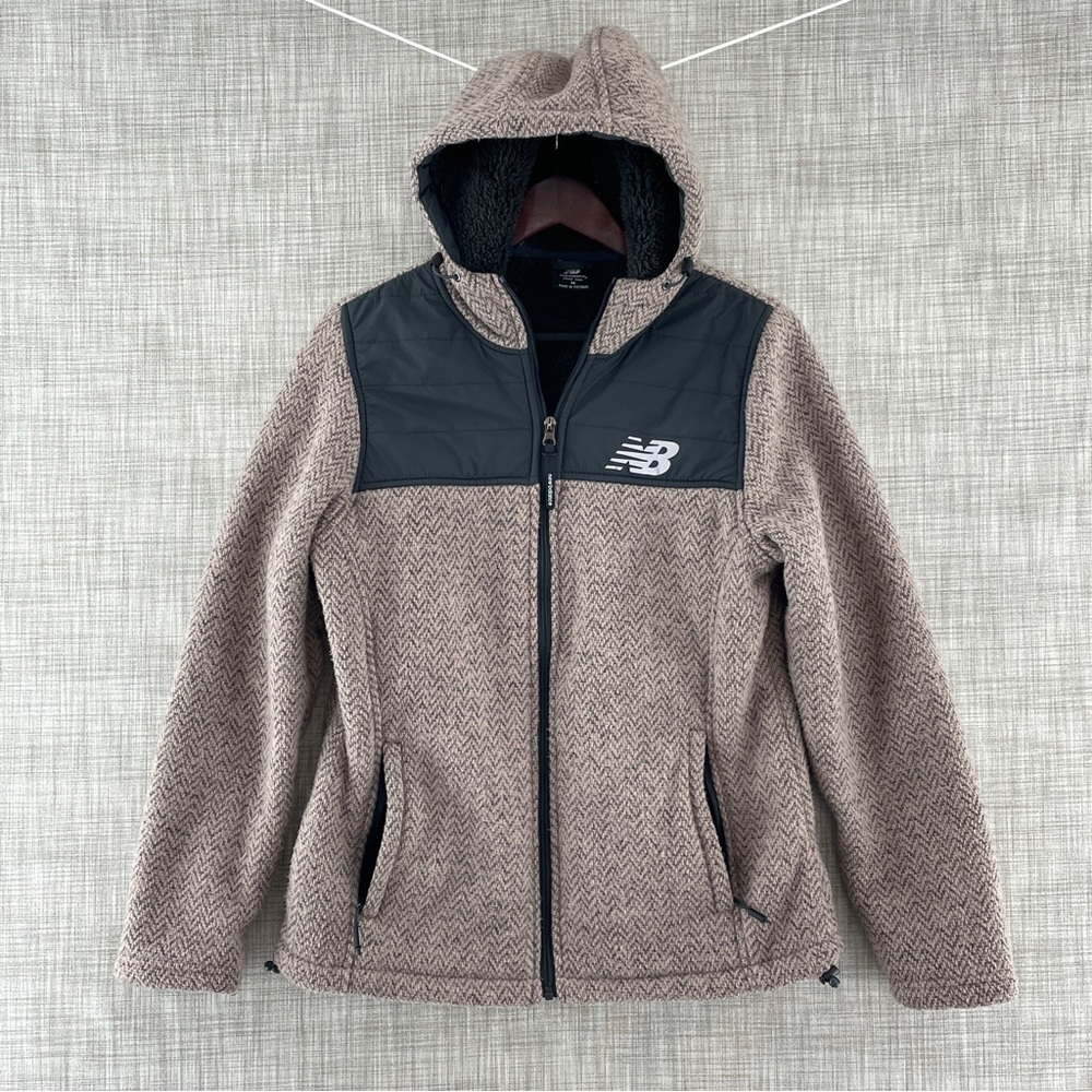 New Balance Women's M Full zip hoodie jacket pink tint fleece lined 9706